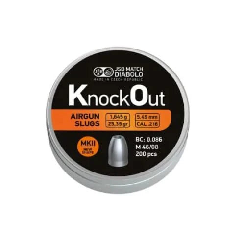 JSB Diabolo Knockout Slugs 5.5mm .216 Cal 25.39 Grain