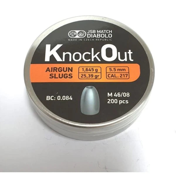 JSB Diabolo Knockout Slugs 5.5mm .217 Cal 25.39 Grain